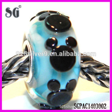 Fashion style European murano glass beads for charm bracelets & Wholesale handcrafted shamballa murano glass beads stamped 925